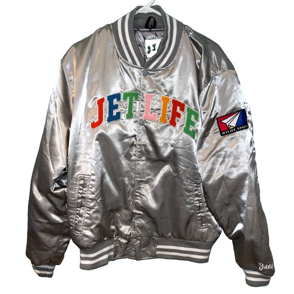Jet Life Apparel Satin Bomber Jacket Very Rare Curren$y Brand Size XL NWOT - Picture 2 of 13